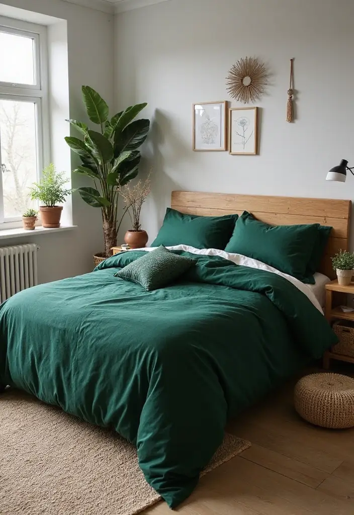 25 Green Comforter Bedroom Ideas That Feel Peaceful & Cozy 2 25 Green Comforter Bedroom Ideas That Feel Peaceful & Cozy - 1. Forest Green Elegance