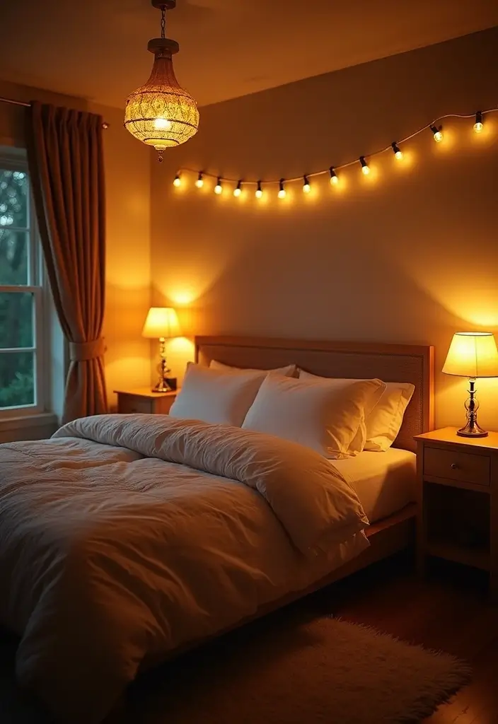 25 Grey Bedroom Ideas Aesthetic That Feel Calm & Minimalist - 11. Layered Lighting