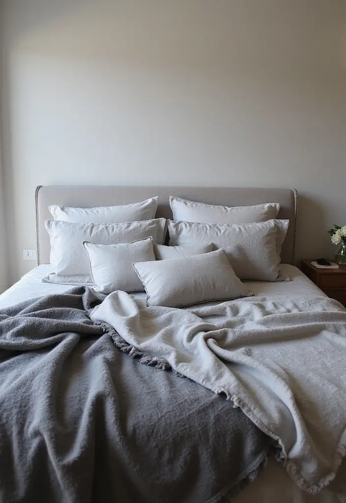 25 Grey Bedroom Ideas Aesthetic That Feel Calm & Minimalist - 13. Grey Quilts and Throws