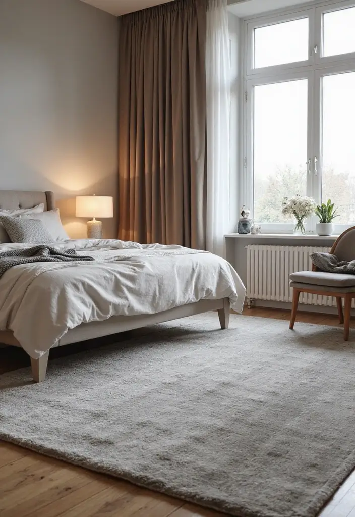 25 Grey Bedroom Ideas Aesthetic That Feel Calm & Minimalist - 22. Elegant Grey Rugs