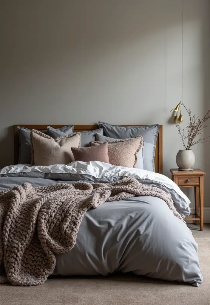 25 Grey Bedroom Ideas Aesthetic That Feel Calm & Minimalist - 6. Textured Fabrics