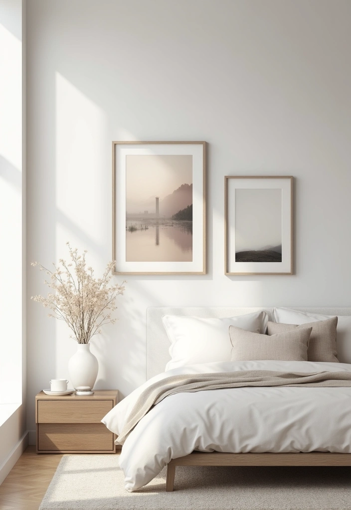 25 Guest Bedroom Decor Ideas That Impress Instantly - 4. Minimalist Artwork
