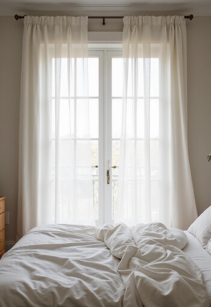 25 Guest Bedroom Decor Ideas That Impress Instantly - 9. Minimalist Window Treatments