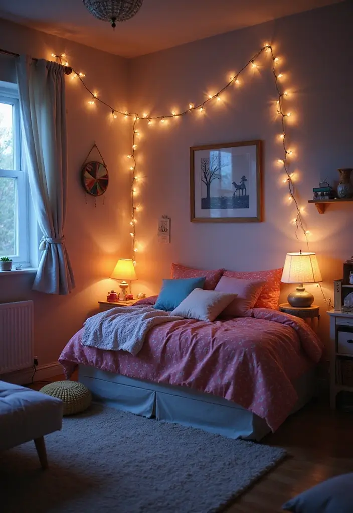 25 Kids Bedroom Ideas Shared Boy and Girl That Work Perfectly - 10. Magical Lighting Options