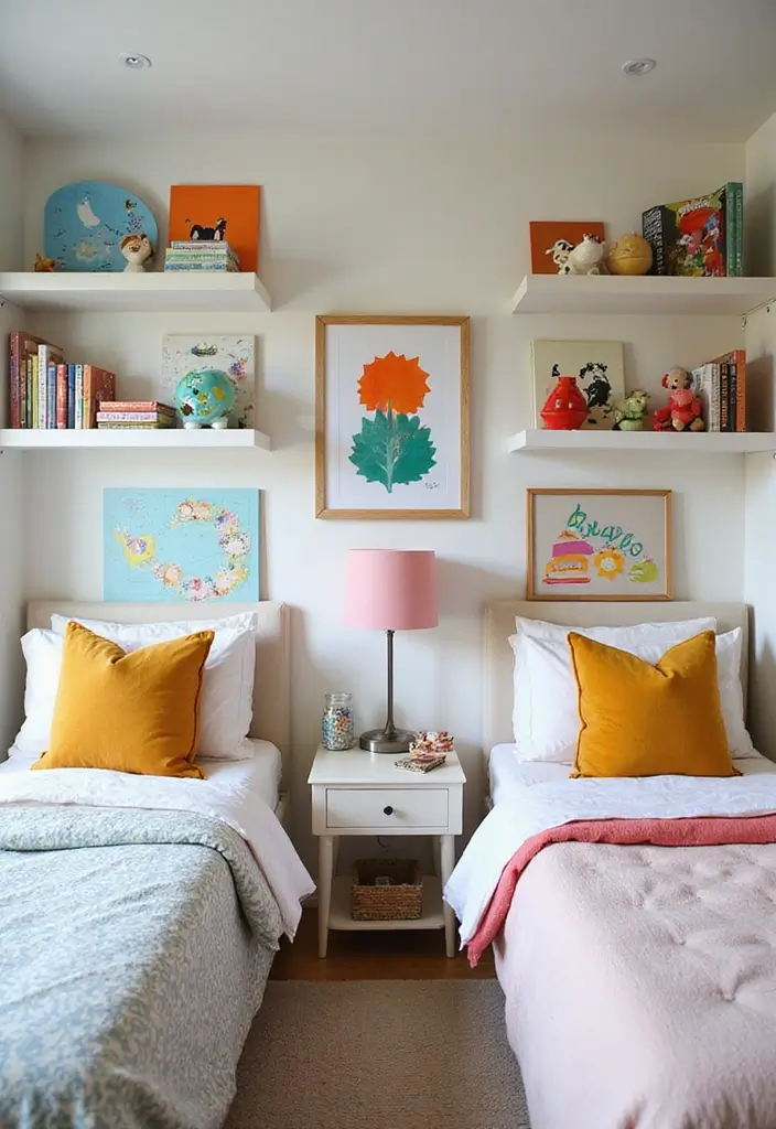25 Kids Bedroom Ideas Shared Boy and Girl That Work Perfectly - 12. Unique Shelving Solutions