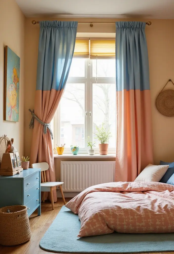 25 Kids Bedroom Ideas Shared Boy and Girl That Work Perfectly - 20. Versatile Window Treatments