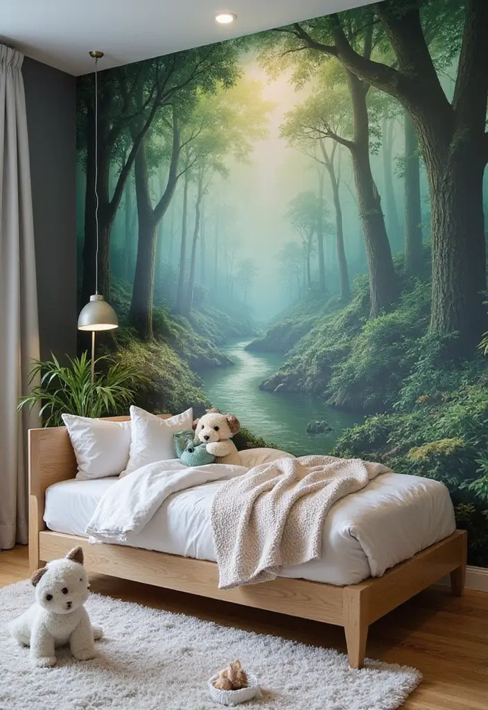 25 Kids Bedroom Ideas Shared Boy and Girl That Work Perfectly - 6. Adventure Wall Murals