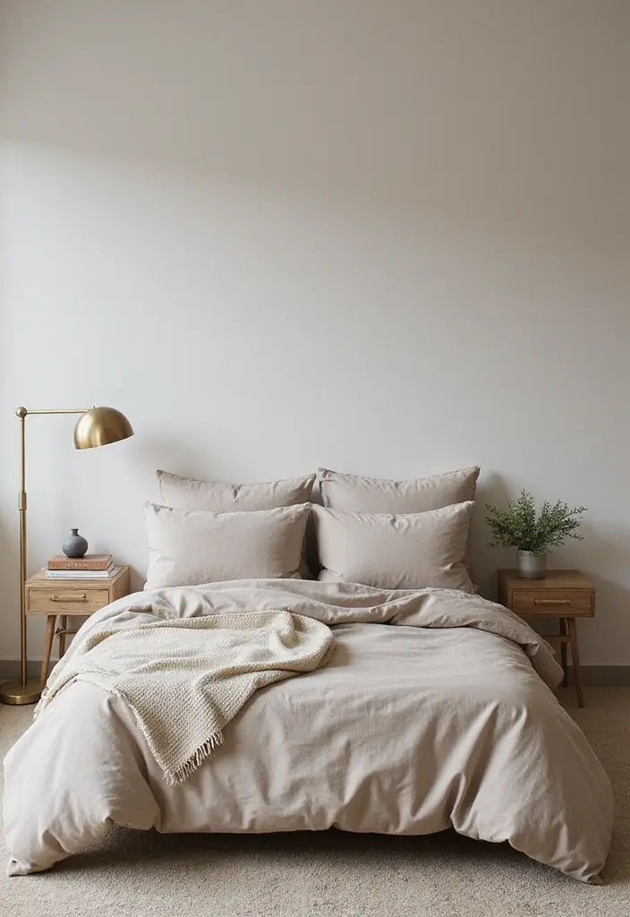 25 Neutral Bedroom Decor Ideas That Feel Cozy & Balanced - 21. A Touch of Metal