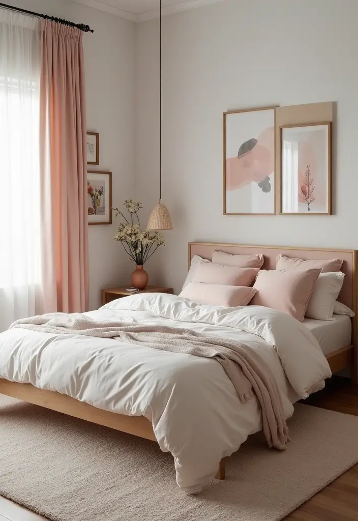 25 Neutral Bedroom Decor Ideas That Feel Cozy & Balanced - 6. Soft Color Pops