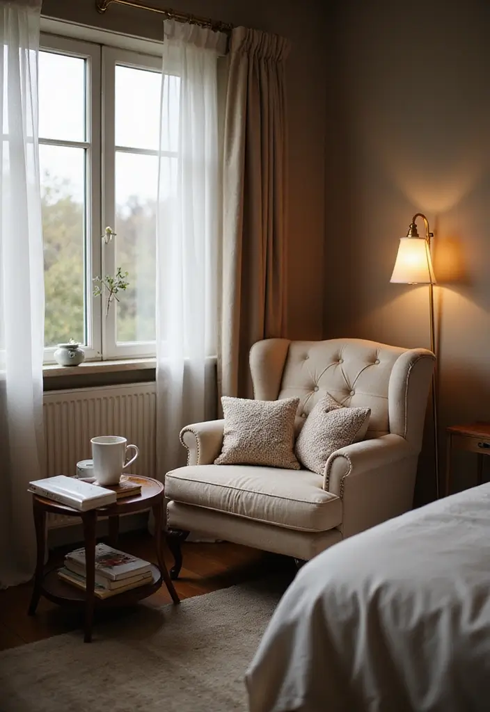 25 Neutral Bedroom Decor Ideas That Feel Cozy & Balanced - 9. Cozy Reading Nook