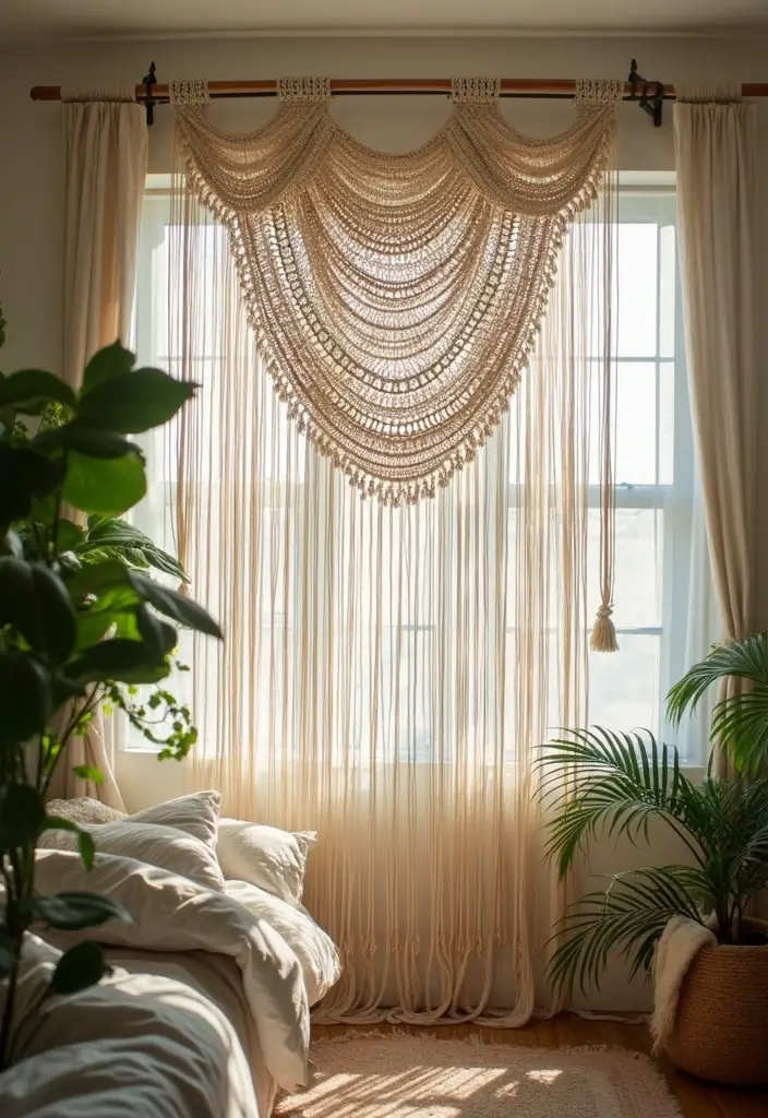 25 Room Divider Ideas Bedroom That Add Style & Privacy - 1. Handwoven Macrame Curtains