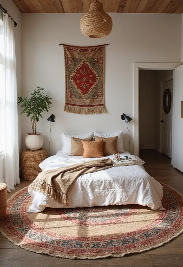 25 Room Divider Ideas Bedroom That Add Style & Privacy - 14. Layered Rugs for Separation