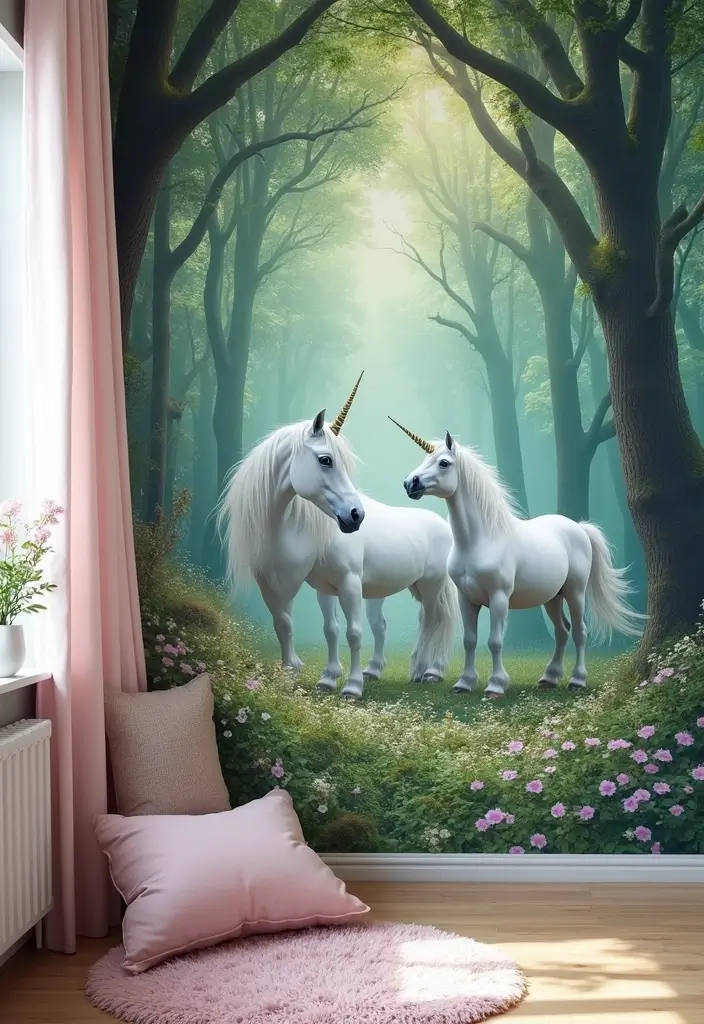 25 Unicorn Bedroom Ideas for Kid Rooms That Feel Magical - 1. Enchanted Unicorn Wall Murals
