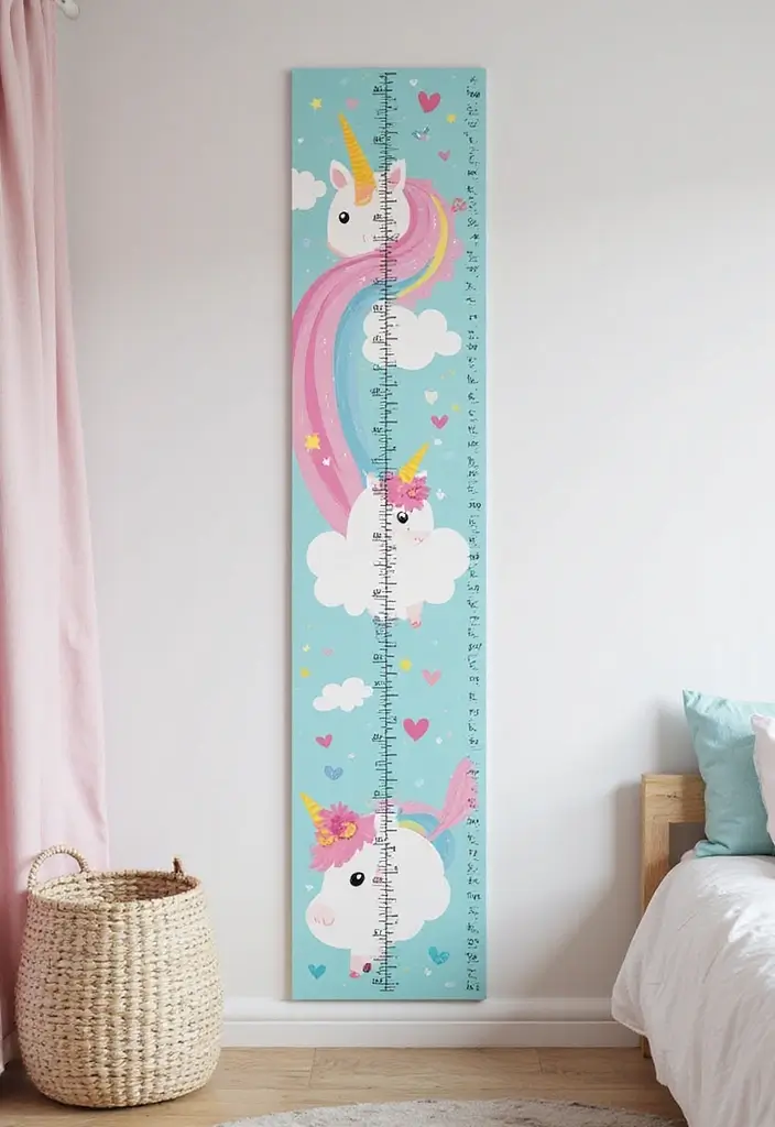 25 Unicorn Bedroom Ideas for Kid Rooms That Feel Magical - 10. Unicorn Growth Chart