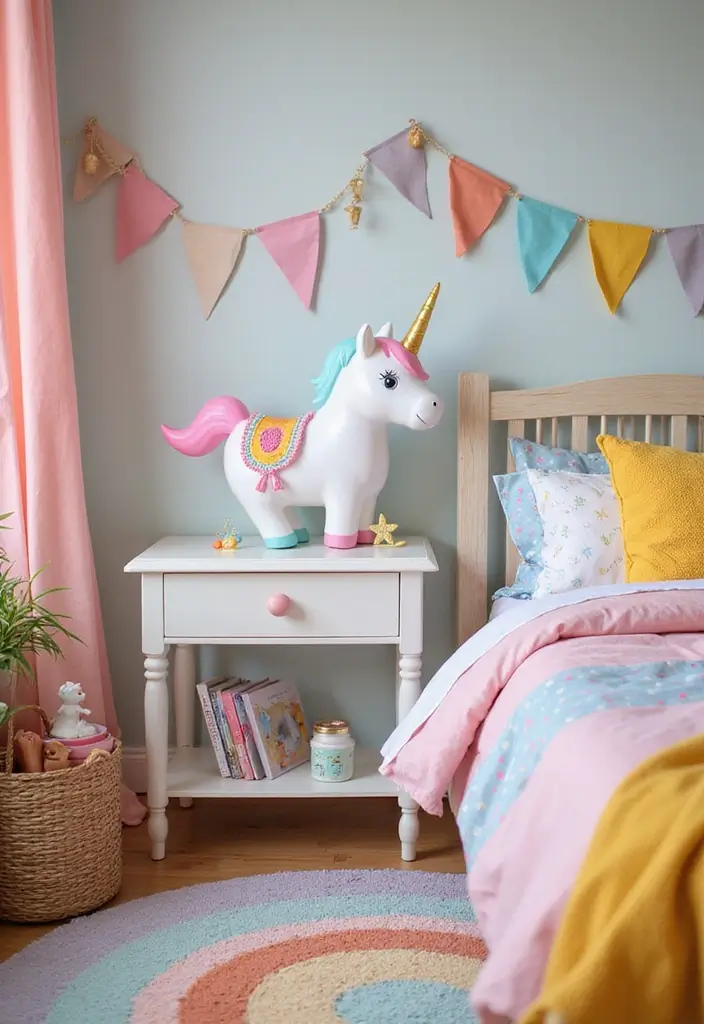 25 Unicorn Bedroom Ideas for Kid Rooms That Feel Magical - 12. Playful Unicorn Themed Nightstands