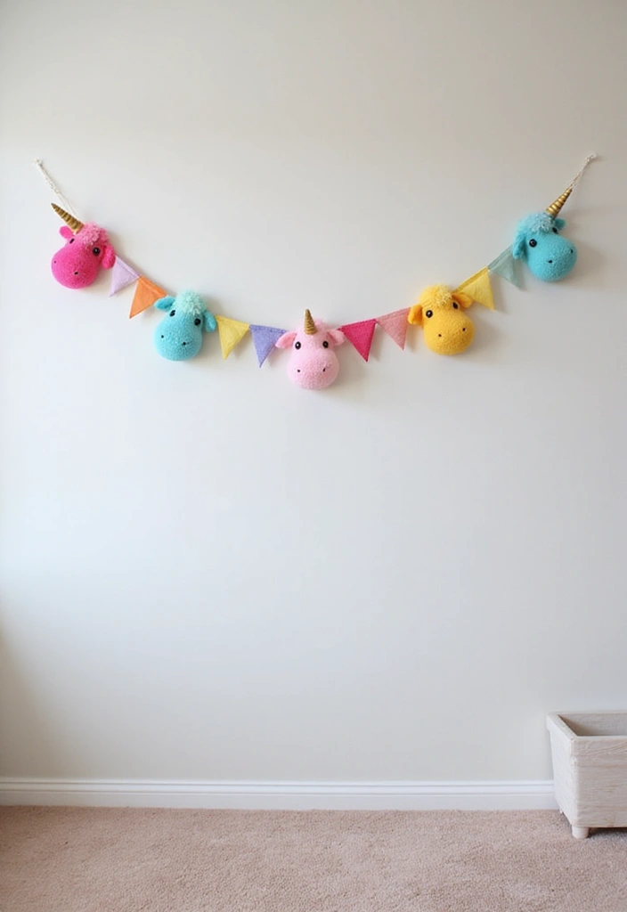 25 Unicorn Bedroom Ideas for Kid Rooms That Feel Magical - 17. Whimsical Unicorn Garland