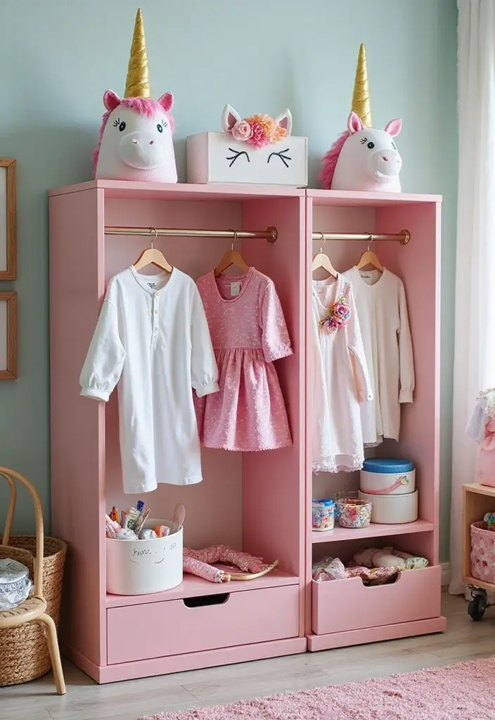 25 Unicorn Bedroom Ideas for Kid Rooms That Feel Magical - 18. Unicorn Dress-Up Station