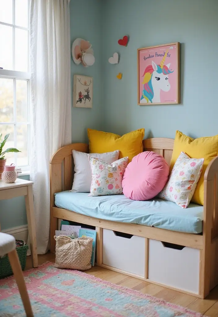 25 Unicorn Bedroom Ideas for Kid Rooms That Feel Magical - 19. Cozy Unicorn Reading Nook