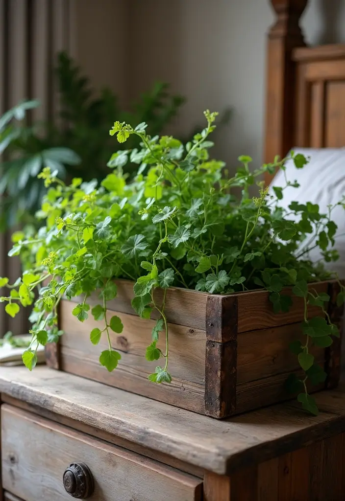 25 Vines in Bedroom Ideas That Bring Nature Indoors - 12. Rustic Wooden Boxes