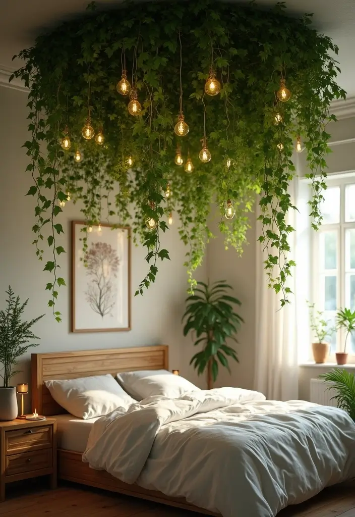 25 Vines in Bedroom Ideas That Bring Nature Indoors - 17. Ceiling Hanging Gardens