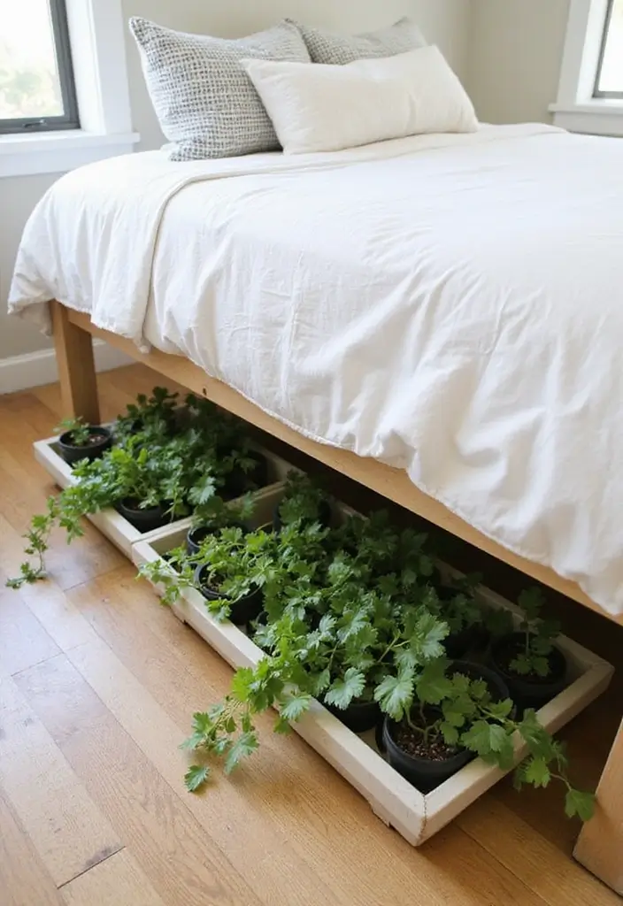 25 Vines in Bedroom Ideas That Bring Nature Indoors - 19. Under-Bed Plant Storage