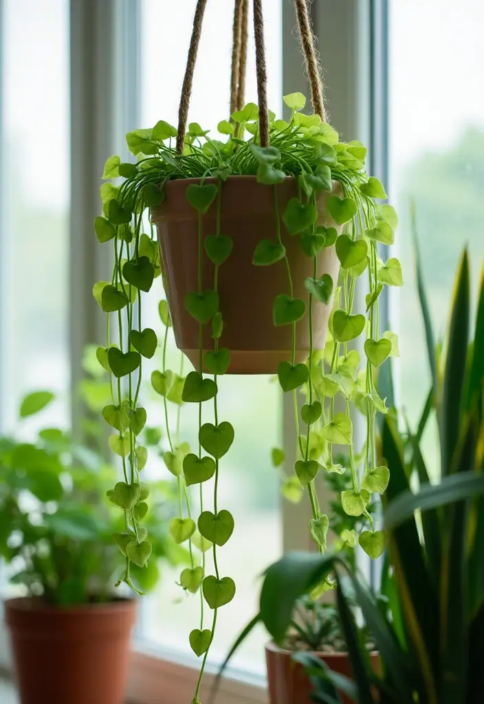 25 Vines in Bedroom Ideas That Bring Nature Indoors - 2. Trailing String of Hearts