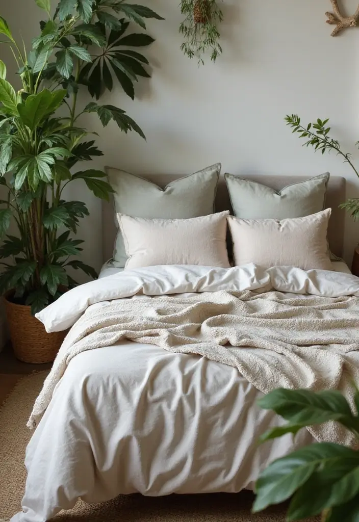 25 Vines in Bedroom Ideas That Bring Nature Indoors - 20. Nature-Inspired Bed Linens