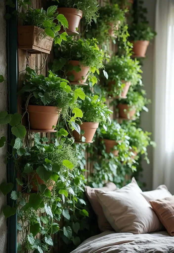 25 Vines in Bedroom Ideas That Bring Nature Indoors - 6. Vertical Garden Wall
