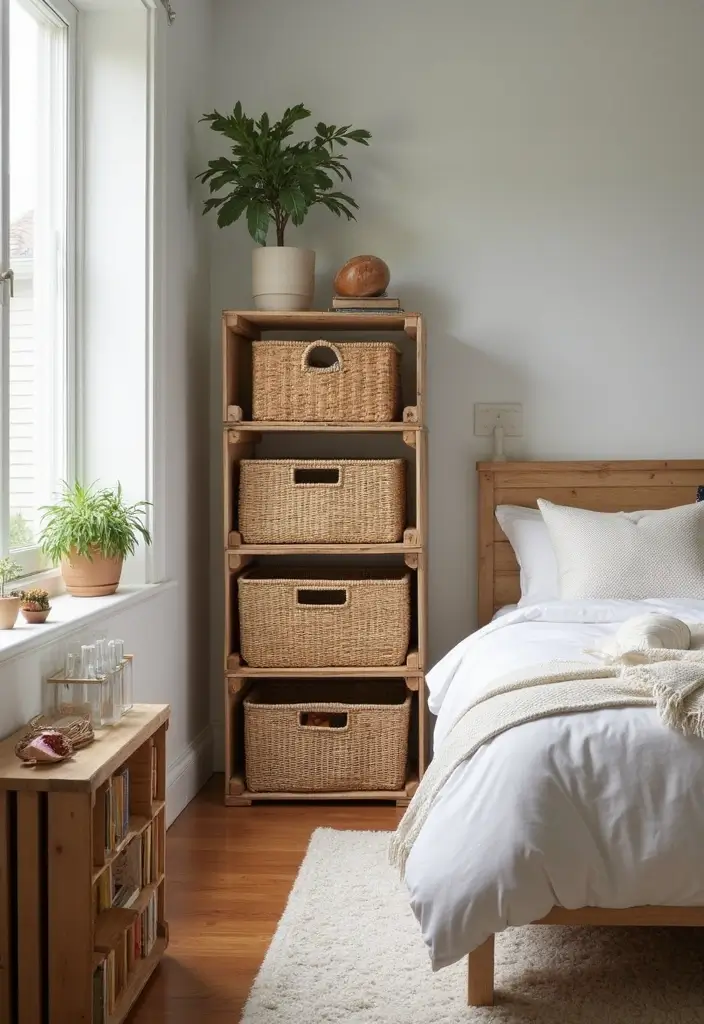 30 Affordable Bedroom Decor Ideas That Look Expensive on a Budget - 14. Unique Storage Solutions