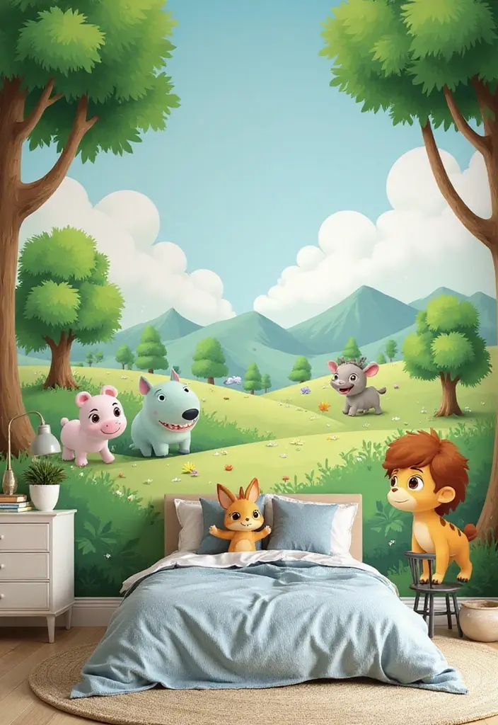 30 Animal Crossing Bedroom Ideas That Feel Wholesome & Aesthetic - 1. Nature-Inspired Wall Murals