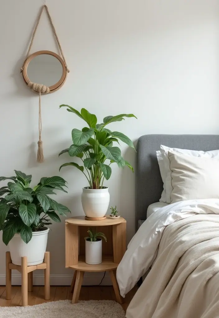 30 Bedroom Additions to House Ideas That Expand Comfort & Style - 16. Bedside Plant Stands
