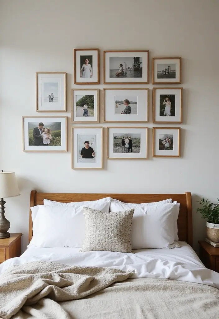 30 Bedroom Additions to House Ideas That Expand Comfort & Style - 23. Personalized Photo Wall