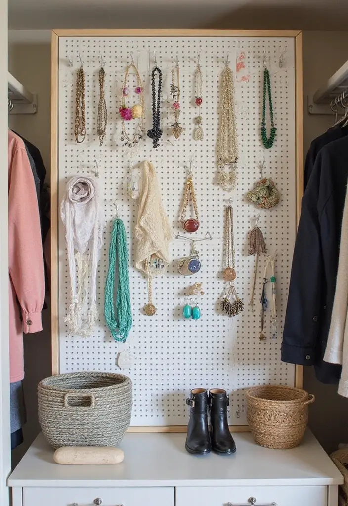 30 Bedroom Closet Organization Ideas That Keep Everything Neat - 12. Pegboards for Accessories