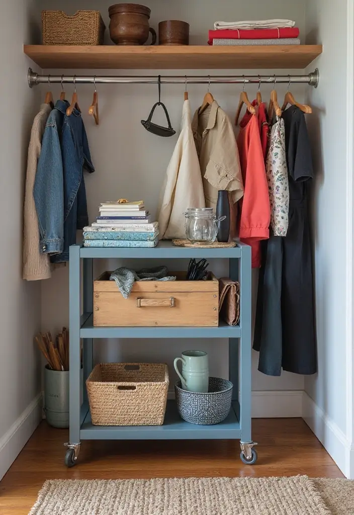 30 Bedroom Closet Organization Ideas That Keep Everything Neat - 17. Rolling Carts