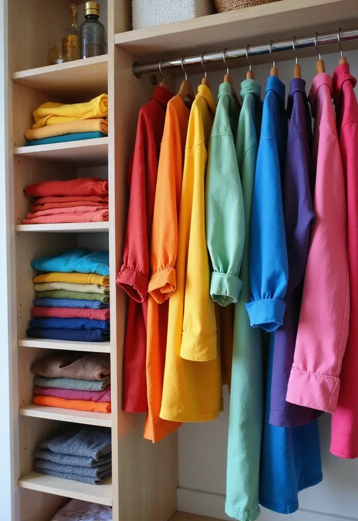 30 Bedroom Closet Organization Ideas That Keep Everything Neat - 2. Color Coordination