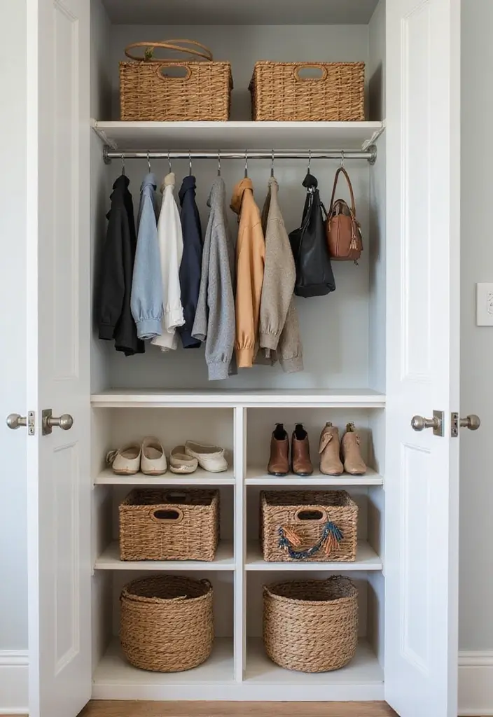 30 Bedroom Closet Organization Ideas That Keep Everything Neat - 26. Under-Shelf Baskets