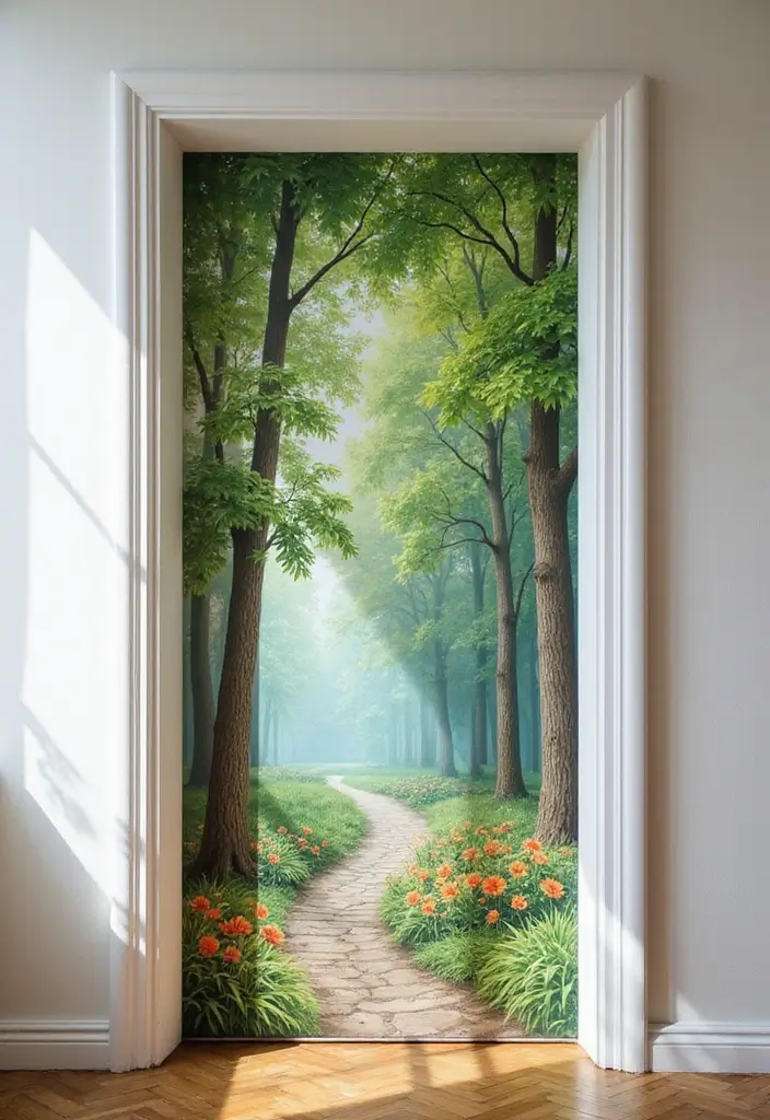30 Bedroom Door Painting Ideas Creative & Unique - 1. Nature-Inspired Murals