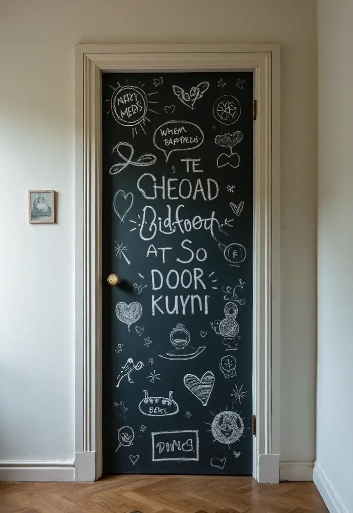 30 Bedroom Door Painting Ideas Creative & Unique - 12. Chalkboard Paint