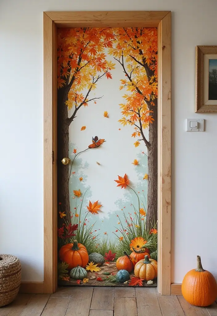 30 Bedroom Door Painting Ideas Creative & Unique - 15. Seasonal Decor