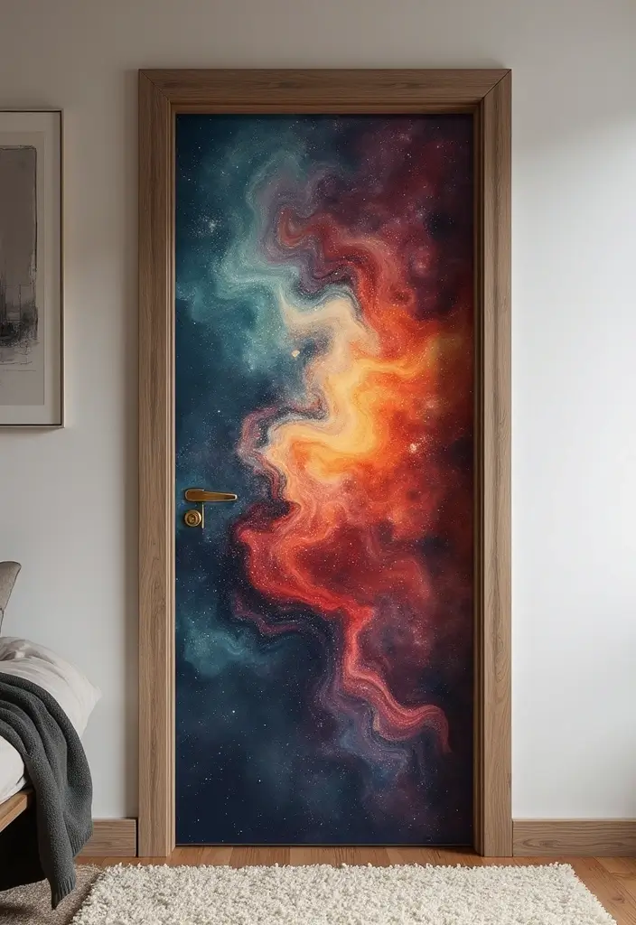 30 Bedroom Door Painting Ideas Creative & Unique - 18. Abstract Art