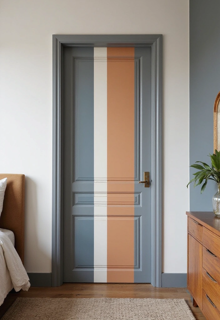 30 Bedroom Door Painting Ideas Creative & Unique - 19. Classic Stripes