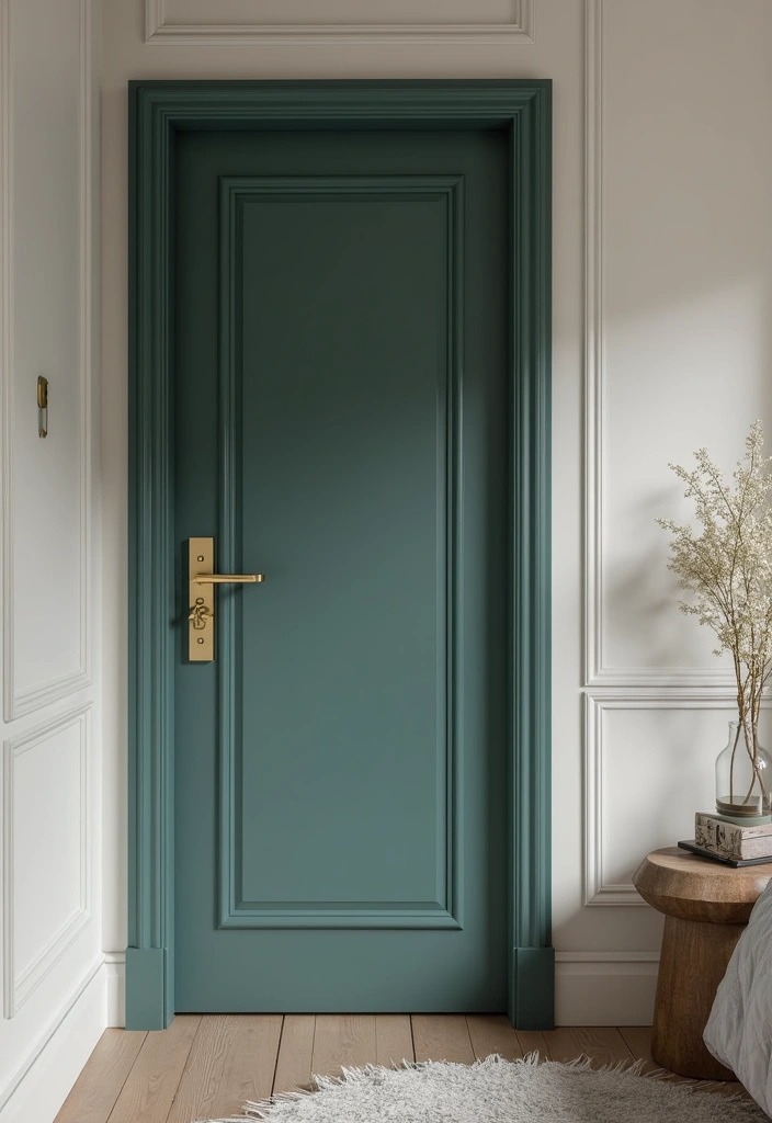 30 Bedroom Door Painting Ideas Creative & Unique - 22. Statement Hardware