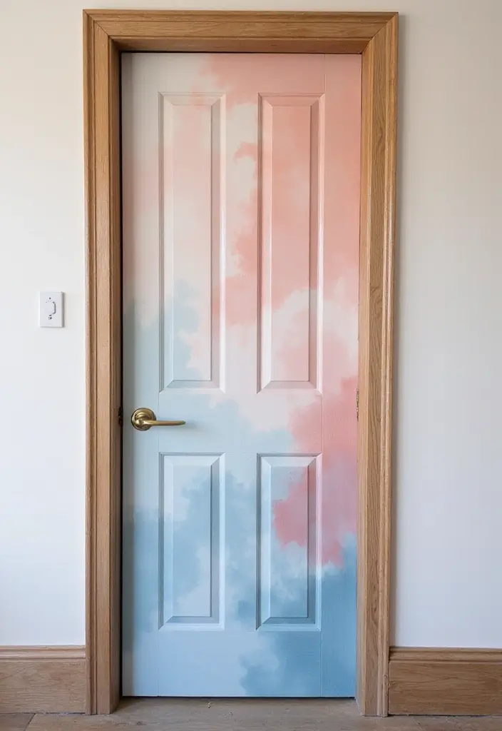 30 Bedroom Door Painting Ideas Creative & Unique - 26. Layered Color Wash