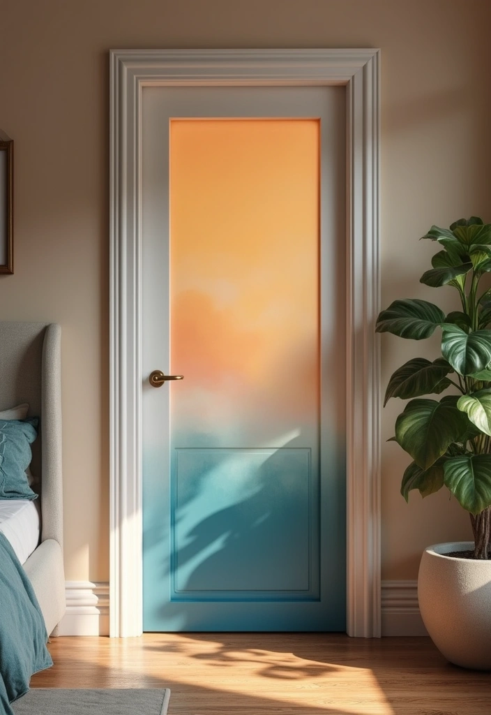 30 Bedroom Door Painting Ideas Creative & Unique - 3. OmbreFade Techniques