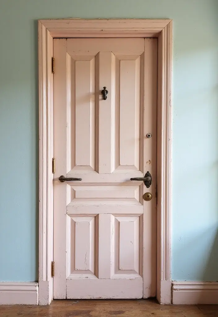 30 Bedroom Door Painting Ideas Creative & Unique - 5. Vintage Chic Vibes