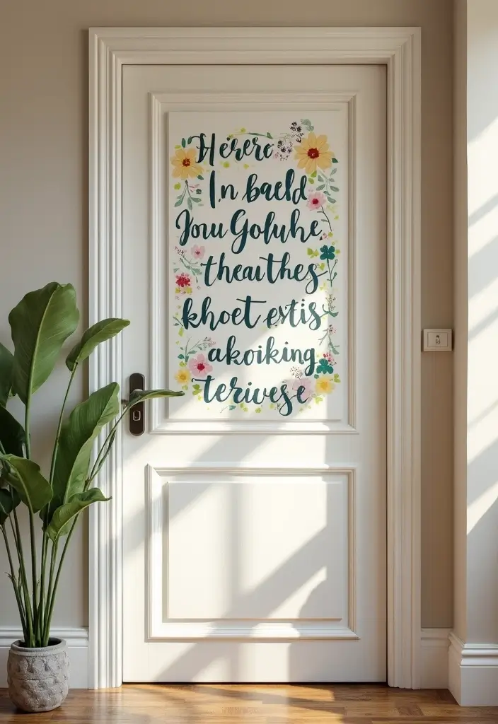30 Bedroom Door Painting Ideas Creative & Unique - 6. Inspirational Quotes