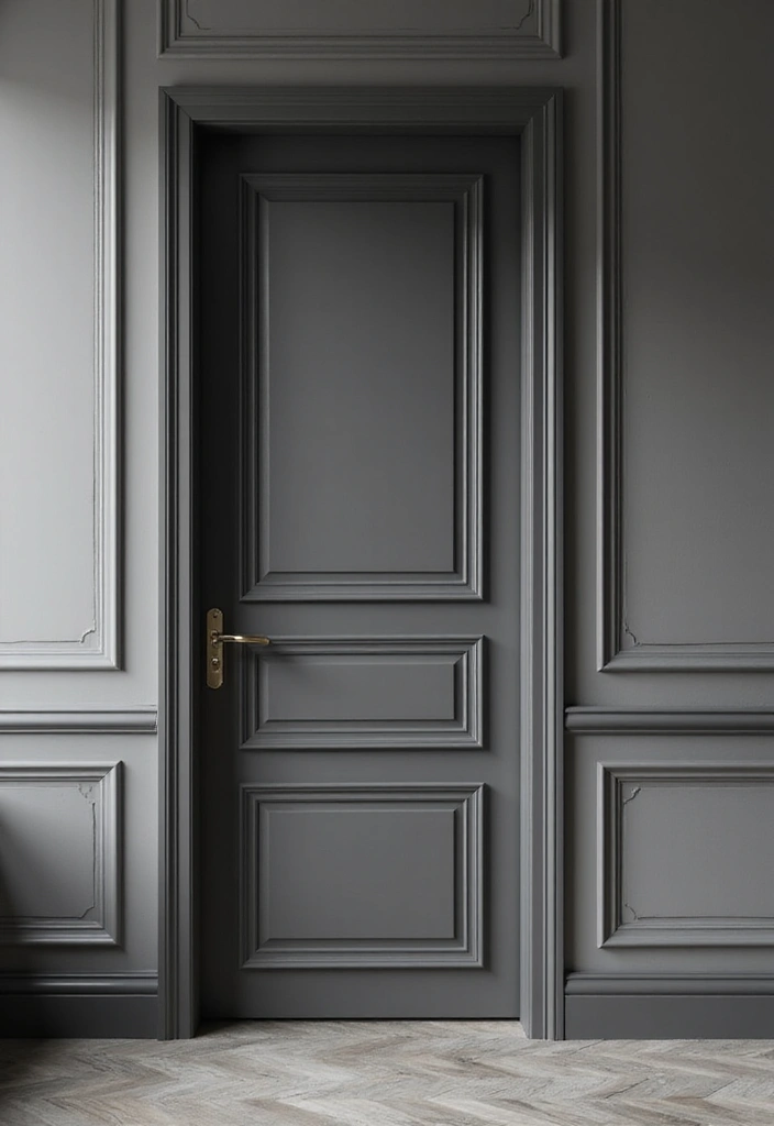 30 Bedroom Door Painting Ideas Creative & Unique - 9. Monochrome Magic