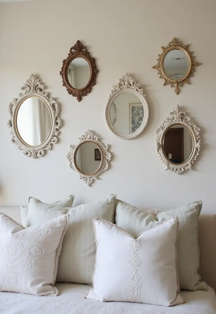 30 Bedroom Dressing Mirror Ideas That Add Light & Depth - 17. Vintage Locket Mirrors