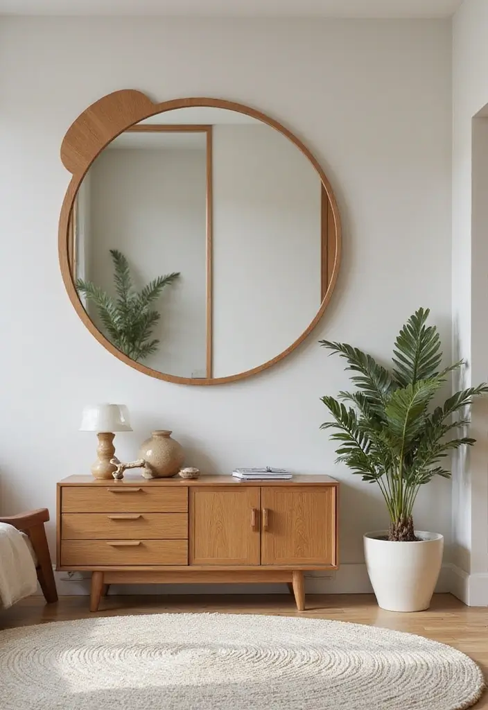 30 Bedroom Dressing Mirror Ideas That Add Light & Depth - 19. Mid-Century Modern Mirrors