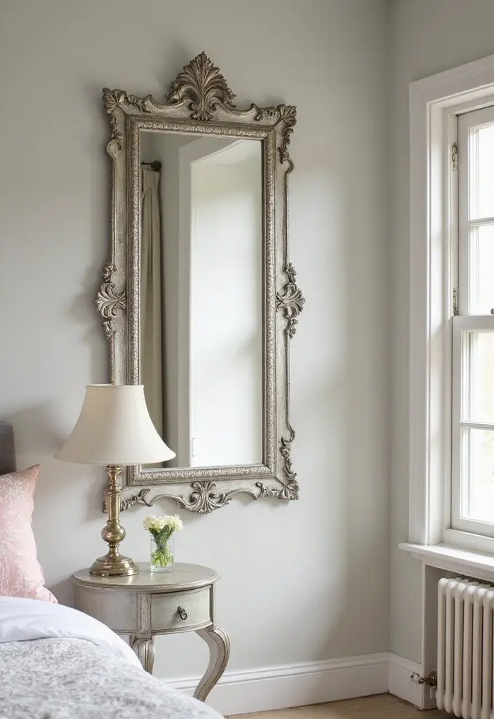 30 Bedroom Dressing Mirror Ideas That Add Light & Depth - 22. Silver Leaf Mirrors